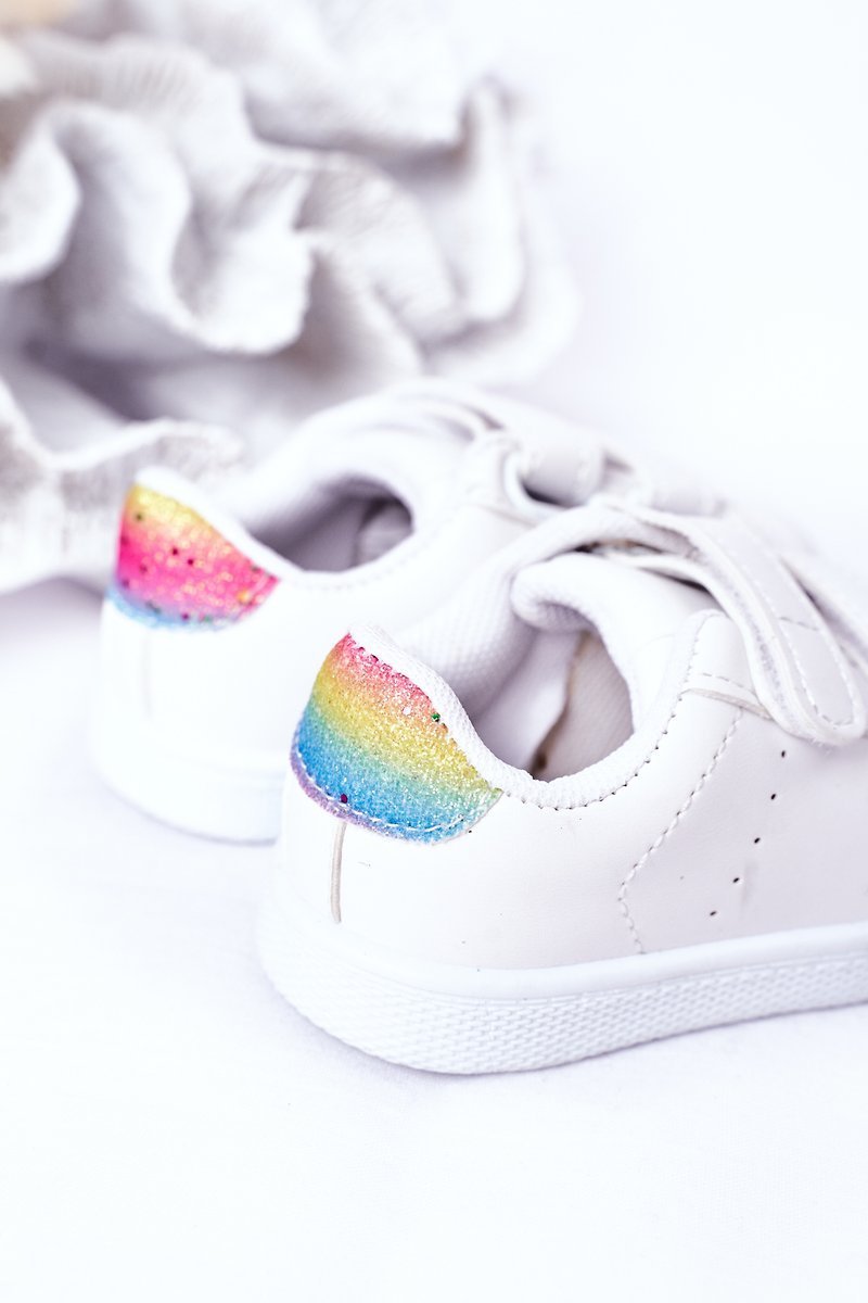 Children's Sneakers With Velcro White-Rainbow Cute Girl