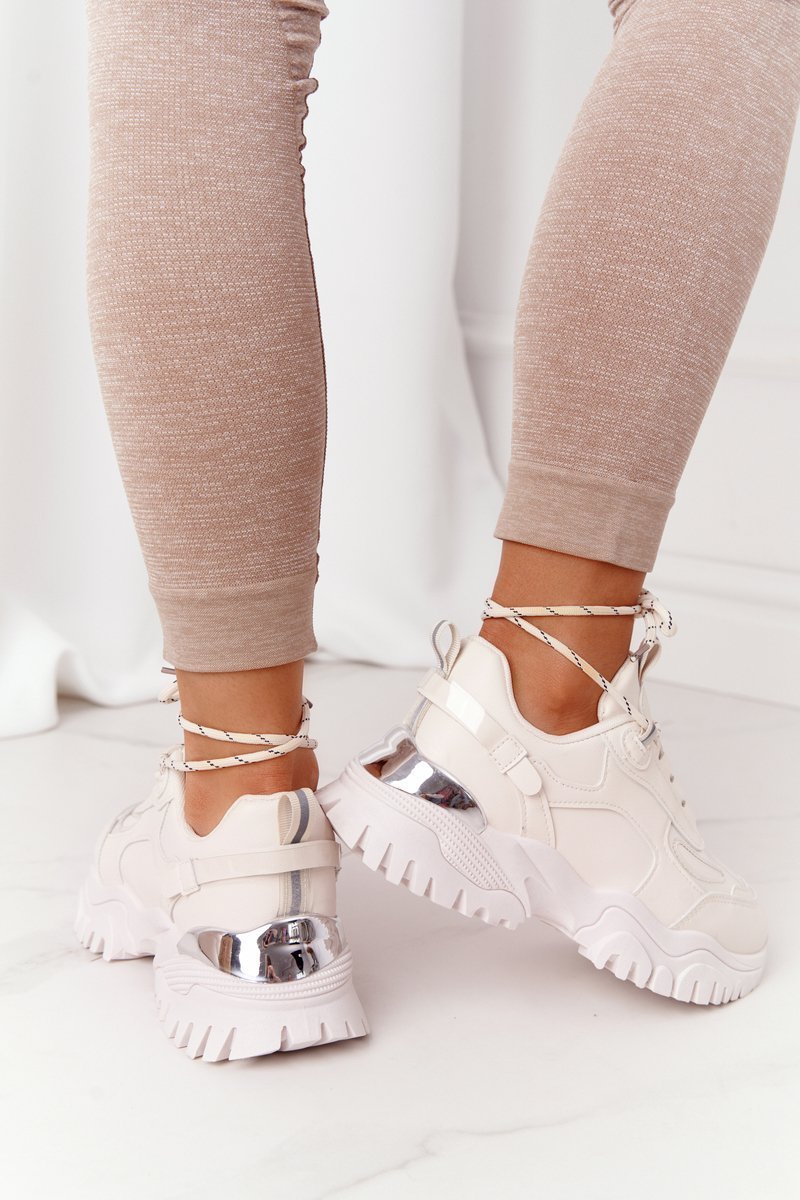 Women's Sneakers On A Chunky Sole Beige Influencer