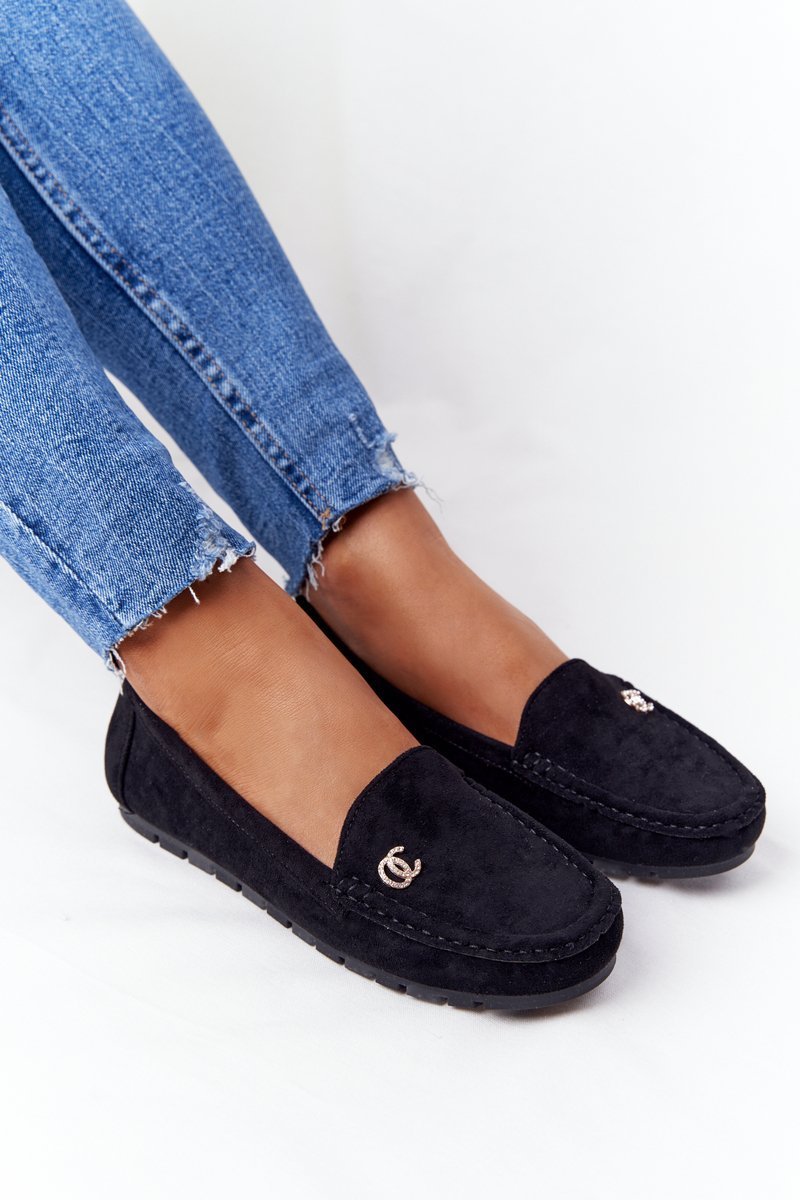 Women's Suede Loafers Black Madelyn