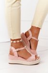 Braided Wedge Sandals Pink Graciosa