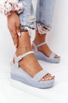 Wedge Sandals With Braids Blue Baleary